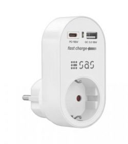 ΑΝΤΑΠΤΟΡΑΣ ΣΟΥΚΟ GO MULTI ΜΕ 2 USB(TYPE A+C 3A)+1 ΣΟΥΚΟ ΛΕΥΚΟ